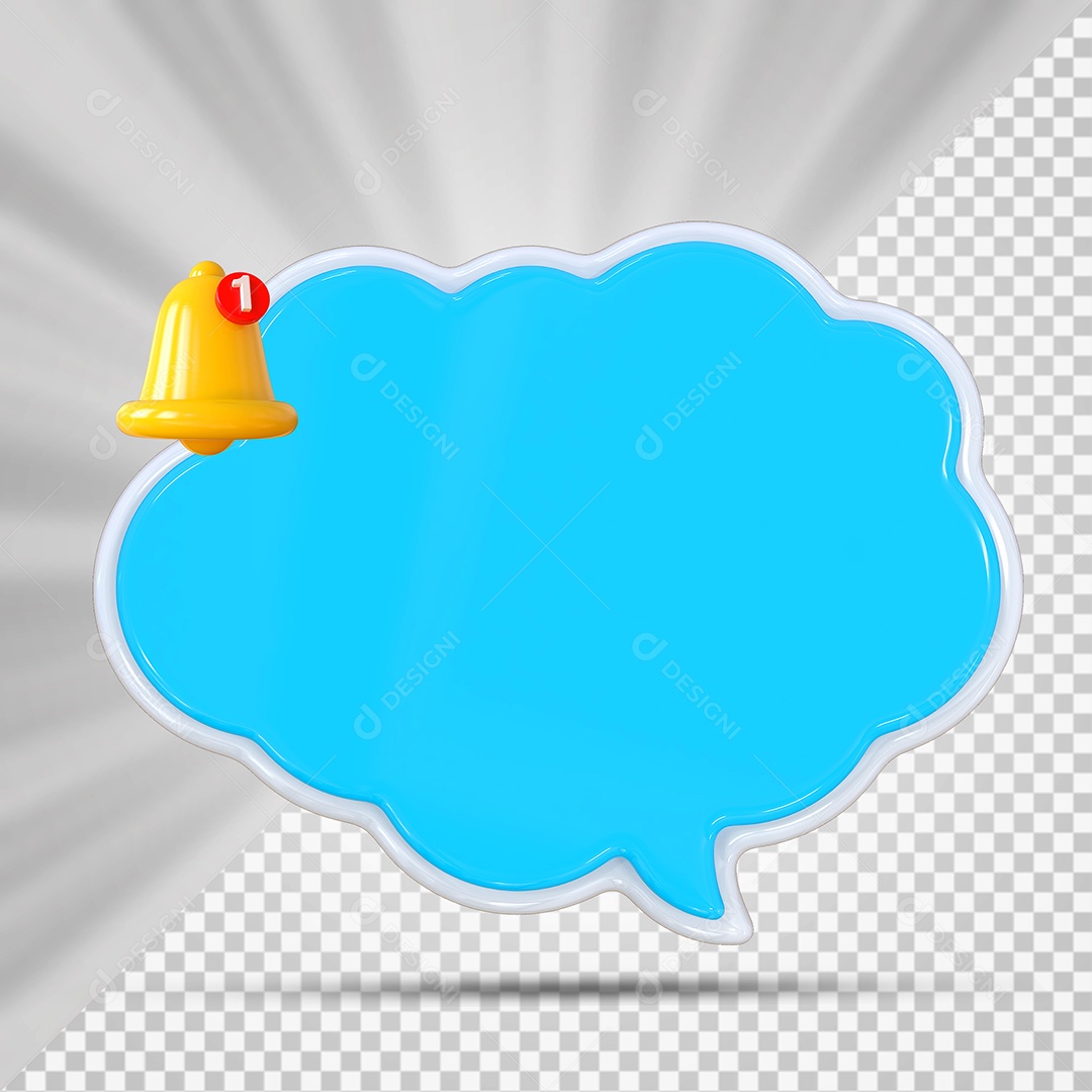 Elemento 3D Balão De Mensagem Azul Claro Nuvem para Composição PSD
