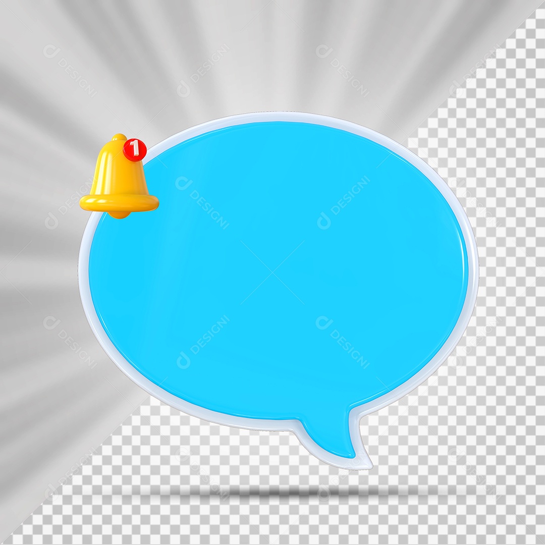 Elemento 3D Balão De Mensagem Azul Claro Redondo para Composição PSD