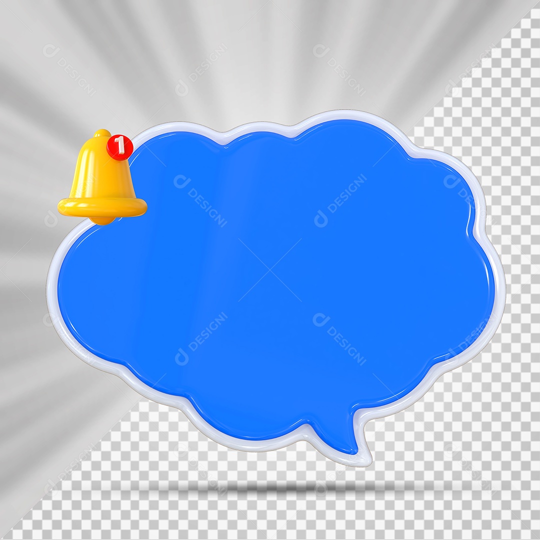 Elemento 3D Balão De Mensagem Azul Nuvem para Composição PSD
