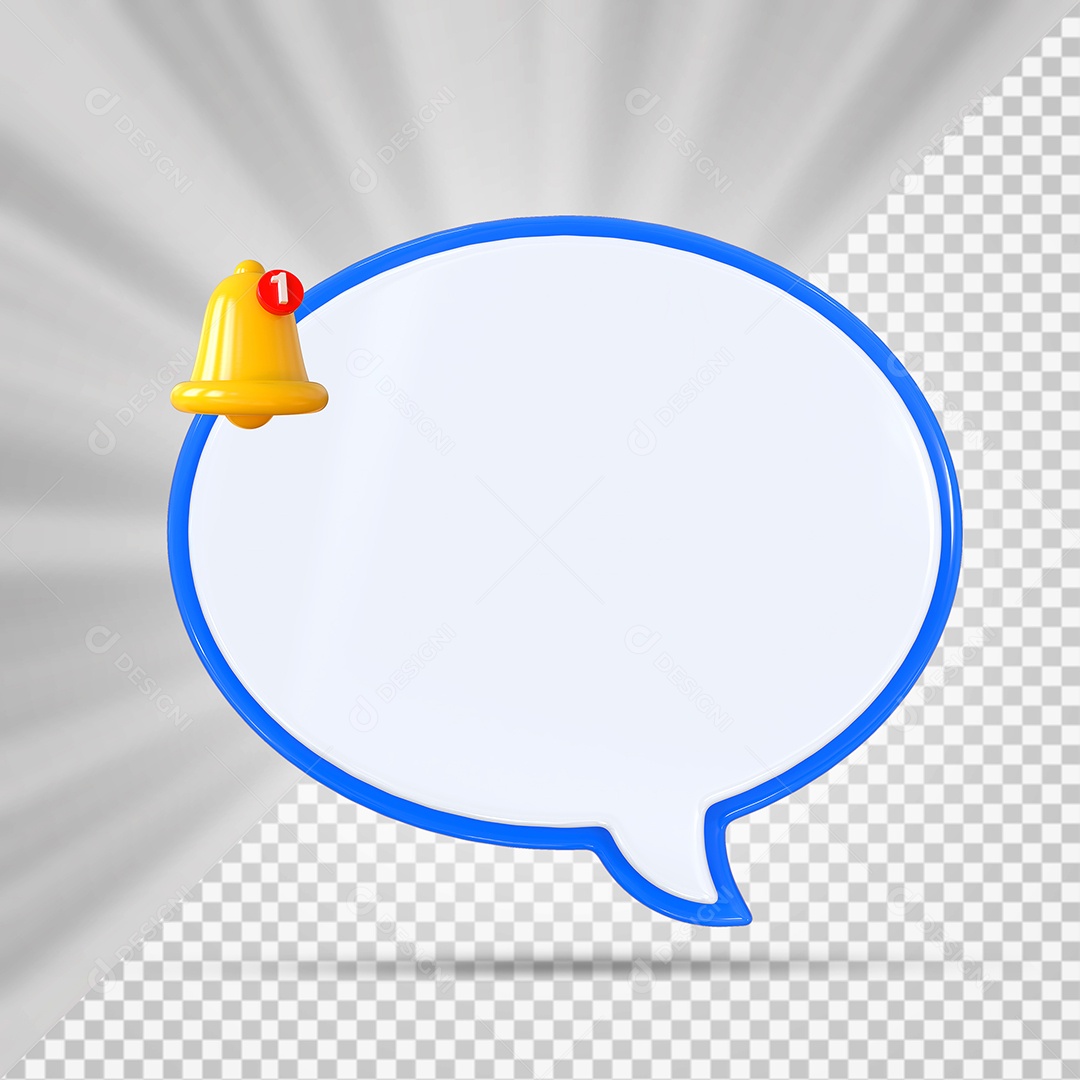 Elemento 3D Balão De Mensagem Com Bordas Azul Redondo para Composição PSD