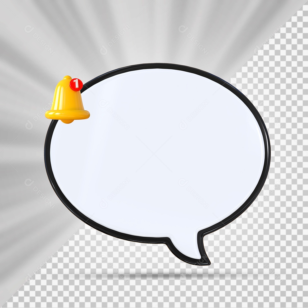 Elemento 3D Balão De Mensagem Com Bordas Preto Redondo para Composição PSD