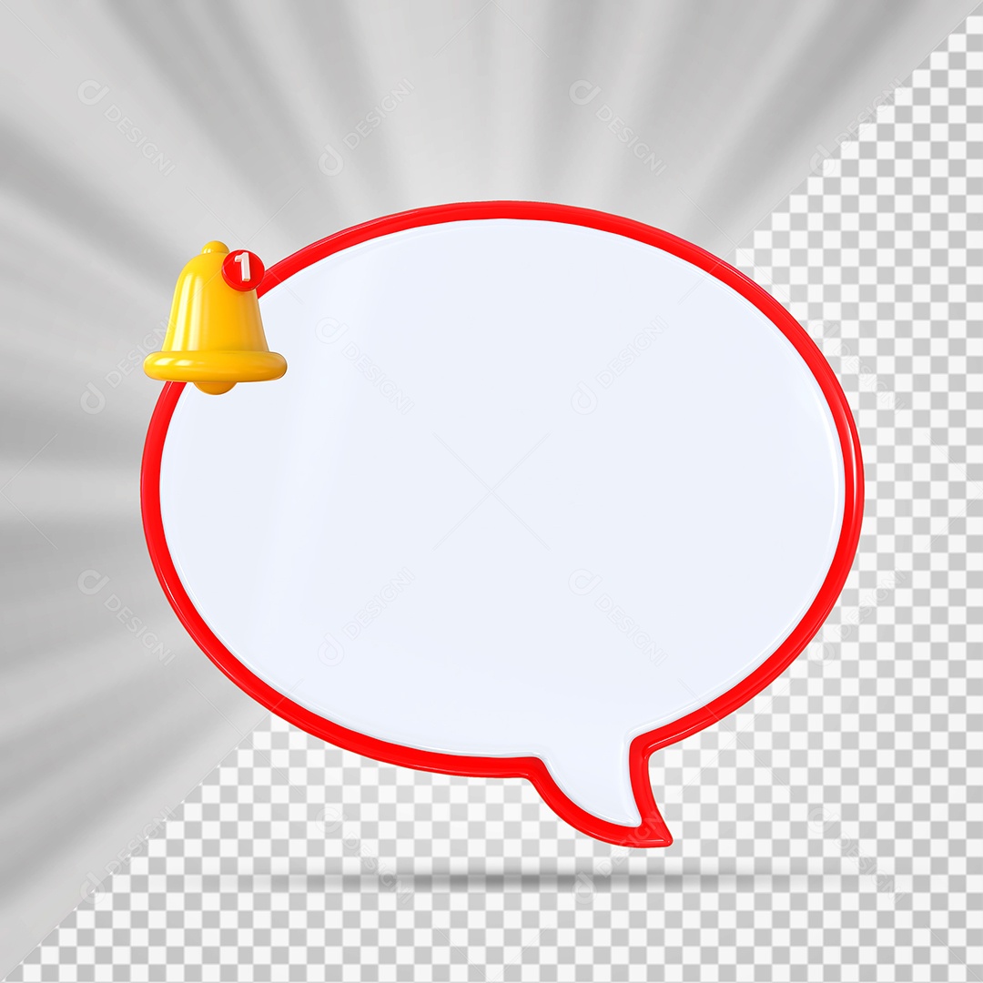 Elemento 3D Balão De Mensagem Com Bordas Vermelha Redondo para Composição PSD