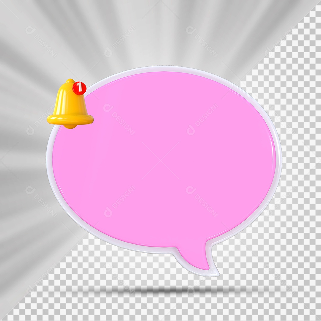 Elemento 3D Balão De Mensagem Rosa Redondo para Composição PSD
