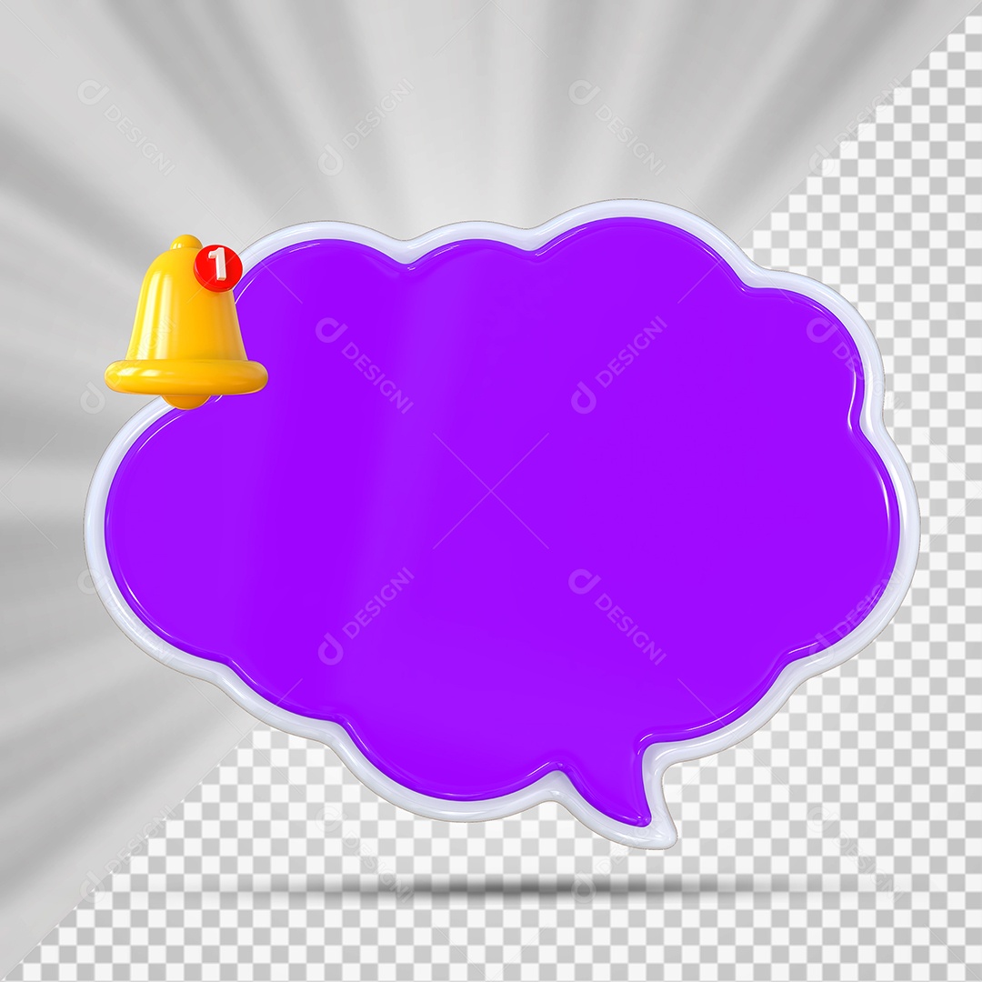 Elemento 3D Balão De Mensagem Roxo Nuvem para Composição PSD