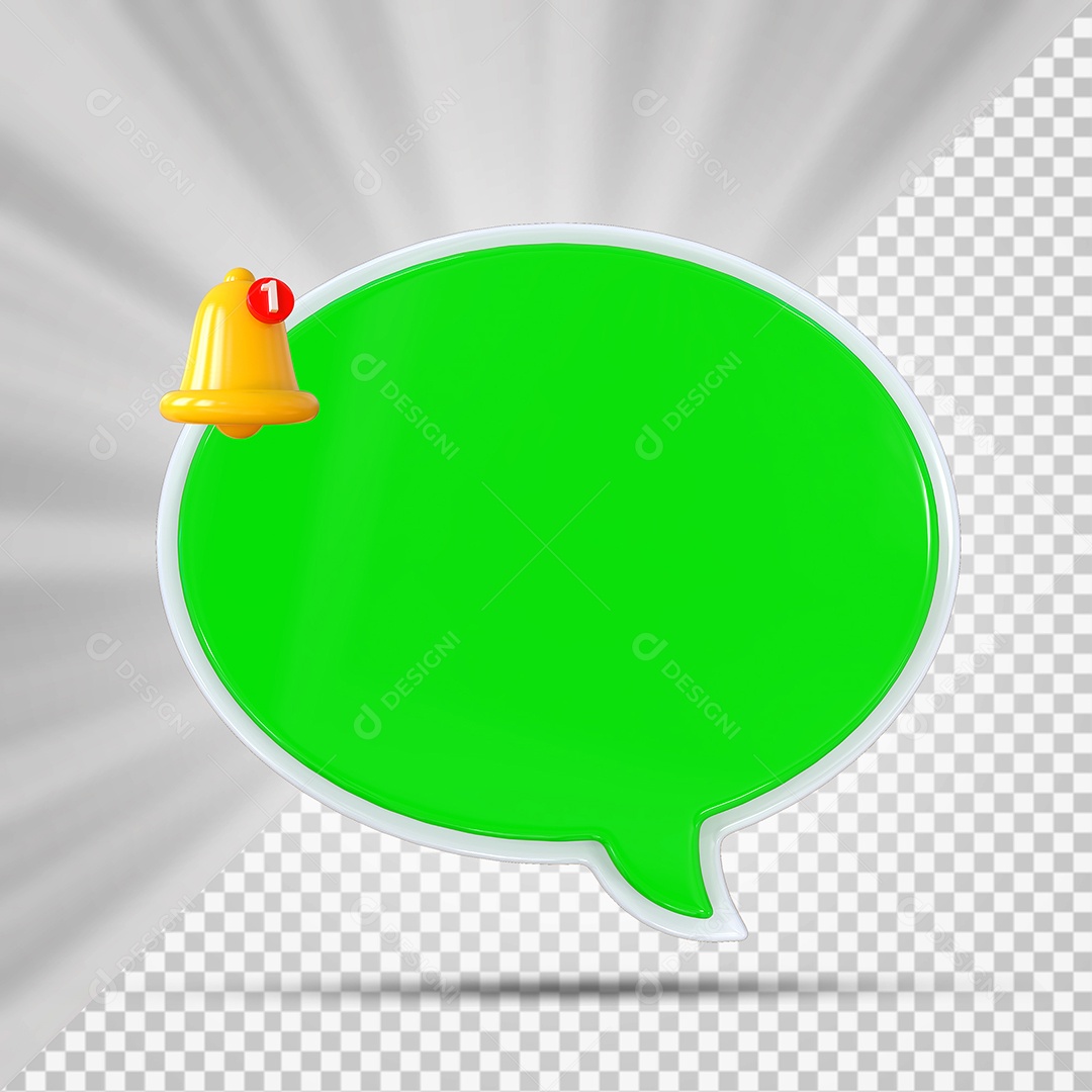 Elemento 3D Balão De Mensagem Verde Redondo para Composição PSD
