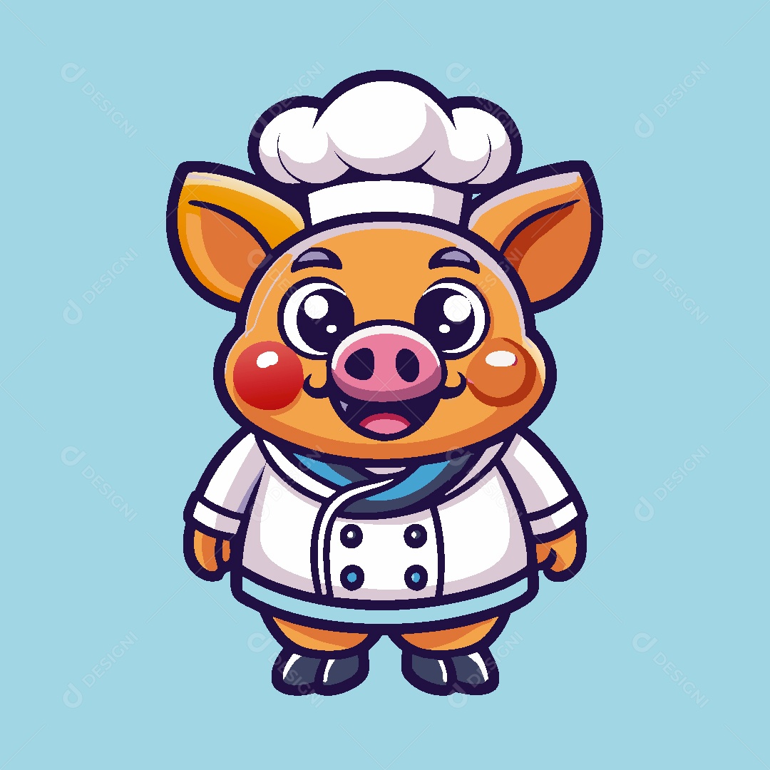 Mascote de Porco Ilustração Vetor EPS