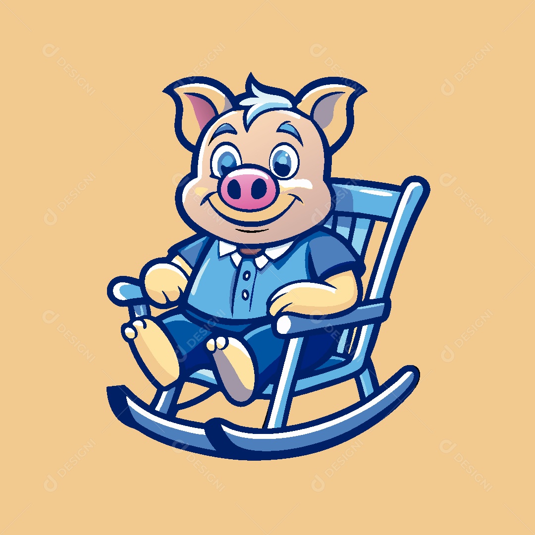 Mascote de Porco Ilustração Vetor EPS