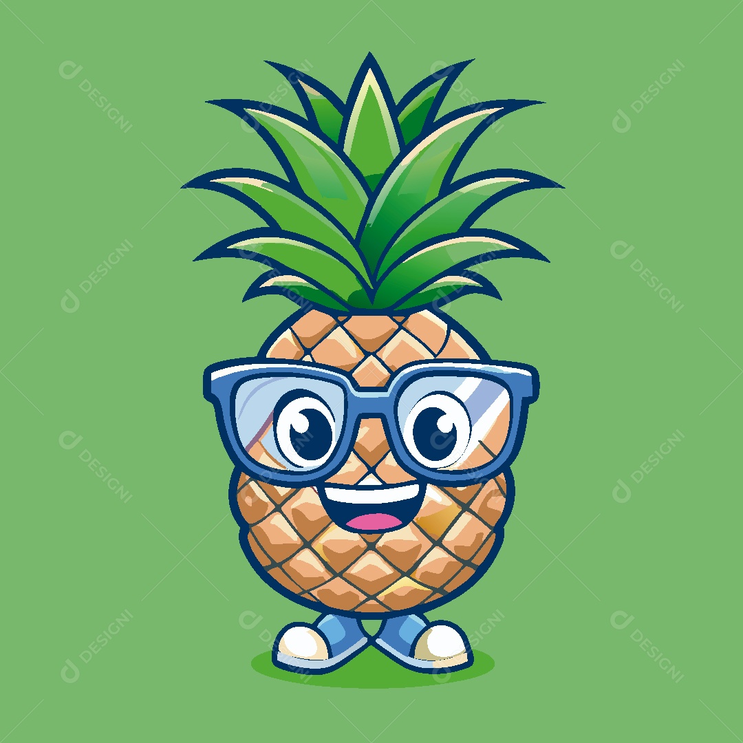 Mascote de Abacaxi Ilustração Vetor EPS