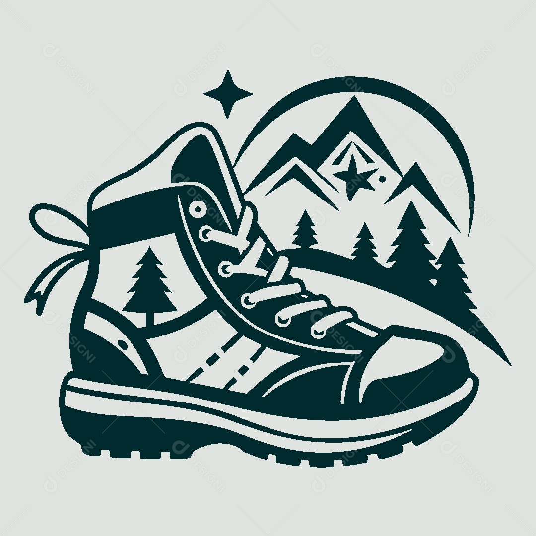 Modelo de Logo de Bota de Caminhada Vetor EPS
