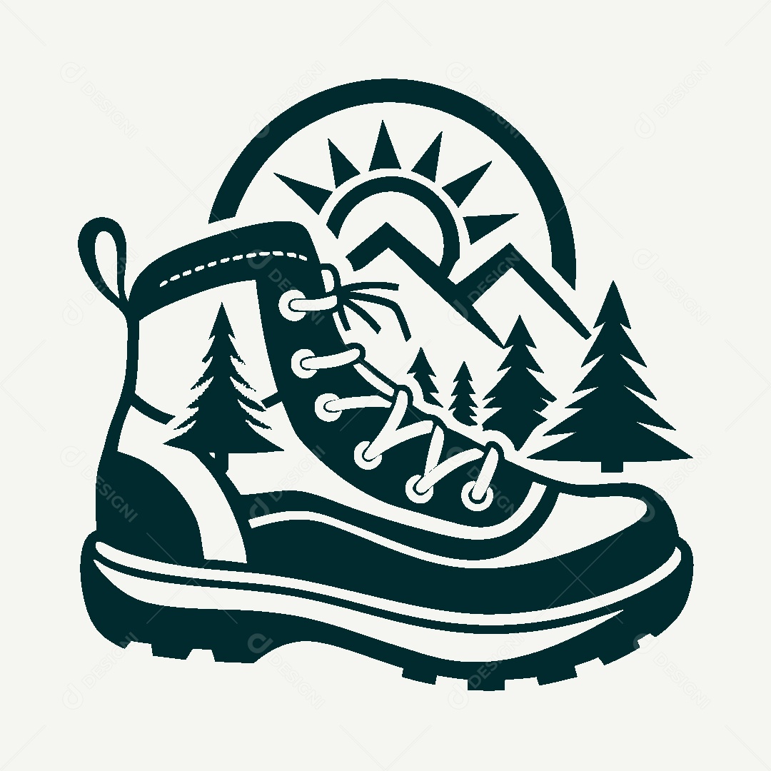 Modelo de Logo de Bota de Caminhada Vetor EPS