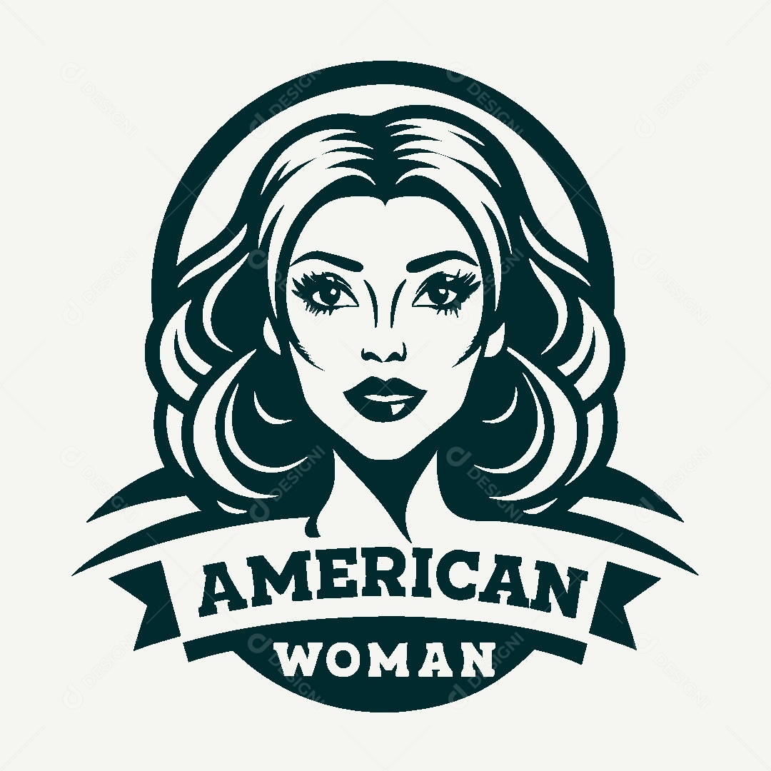 Modelo de Logo de Mulher Americana Vetor EPS