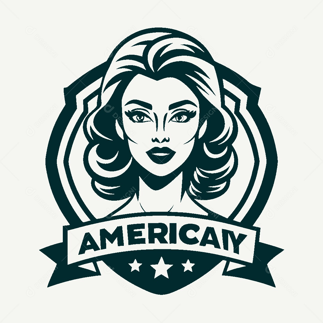 Modelo de Logo de Mulher Americana Vetor EPS