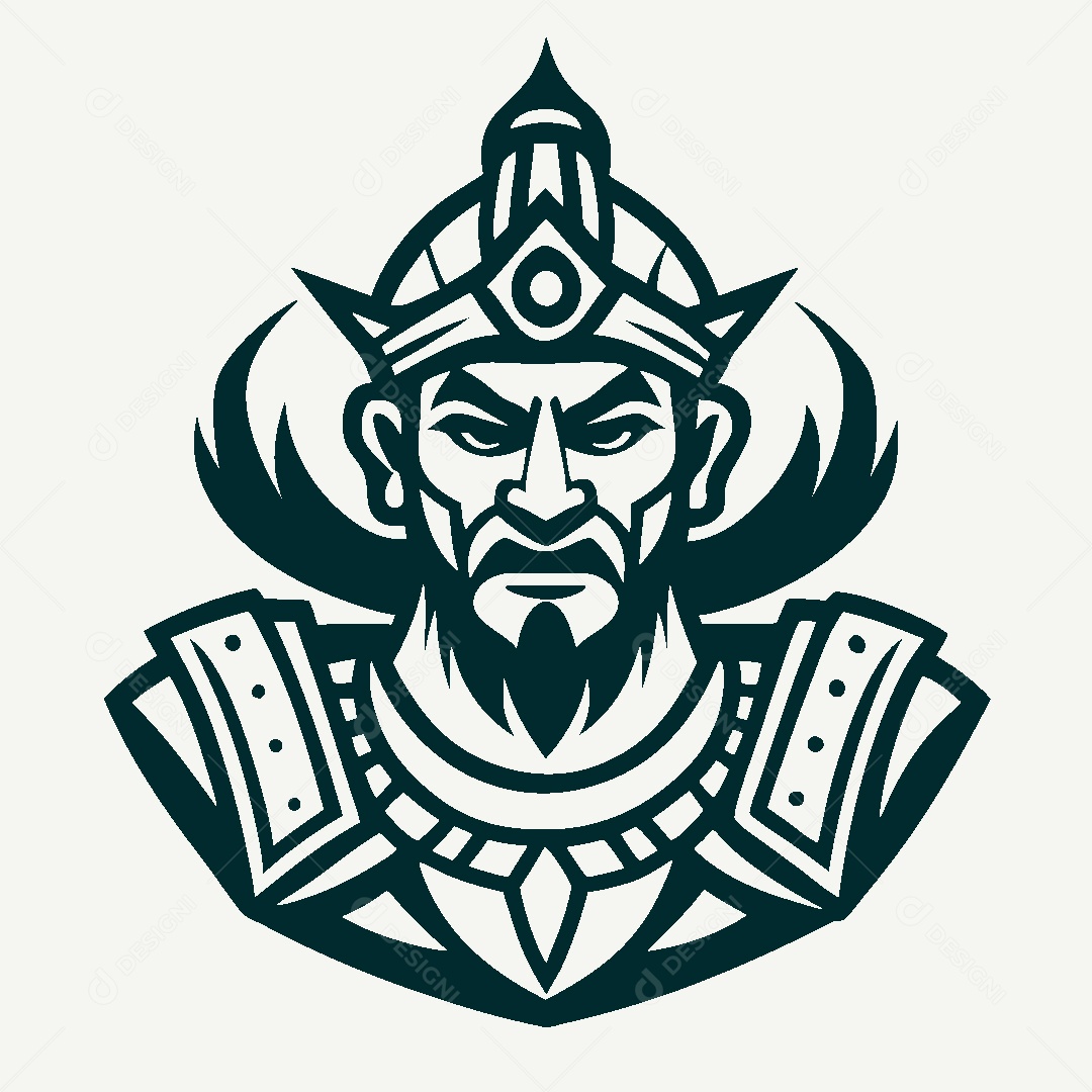 Modelo de Logo Rei Guerreiro Tailandês Vetor EPS