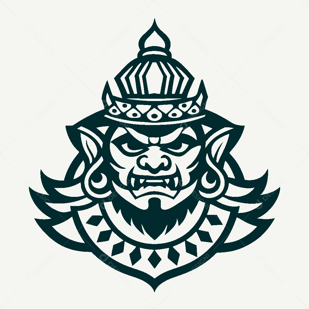 Modelo de Logo Rei Guerreiro Tailandês Vetor EPS