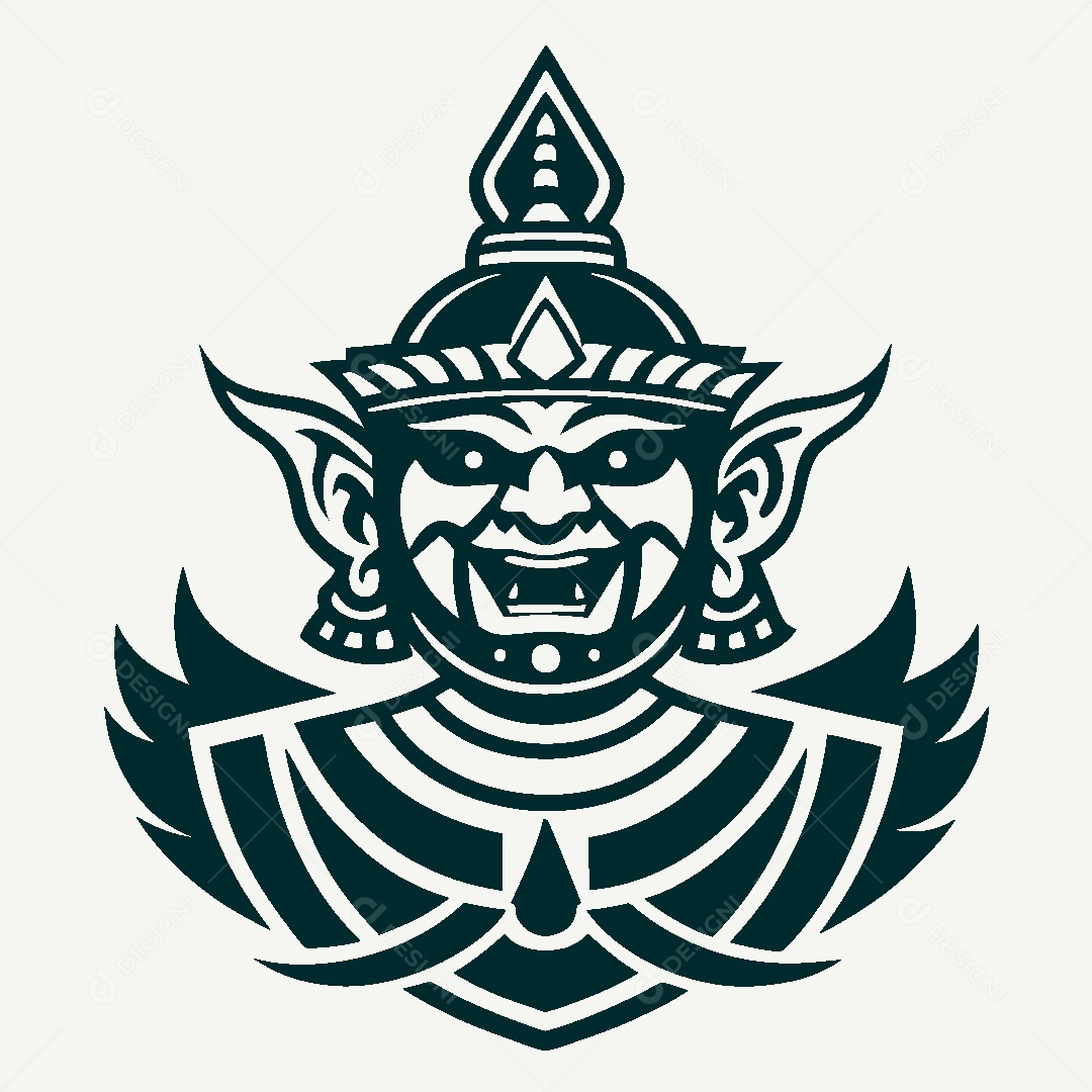 Modelo de Logo Rei Guerreiro Tailandês Vetor EPS