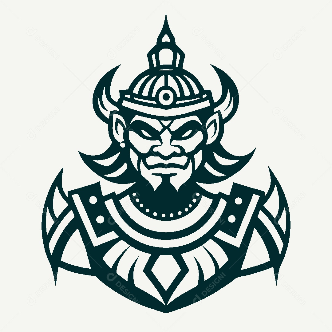 Modelo de Logo Rei Guerreiro Tailandês Vetor EPS