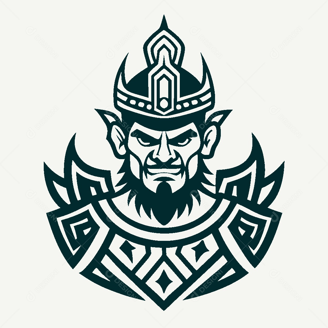 Modelo de Logo Rei Guerreiro Tailandês Vetor EPS