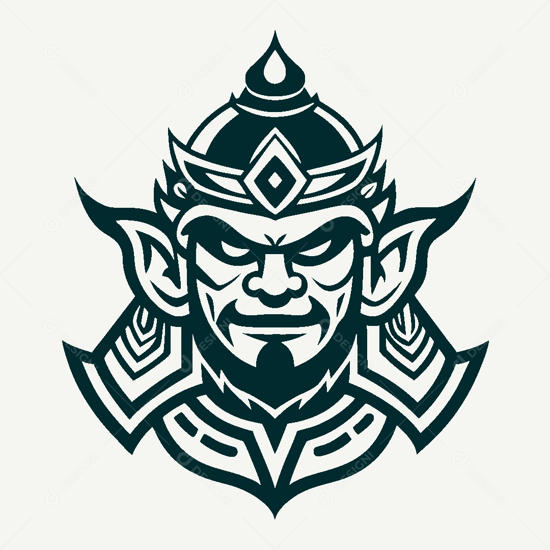 Modelo de Logo Rei Guerreiro Tailandês Vetor EPS