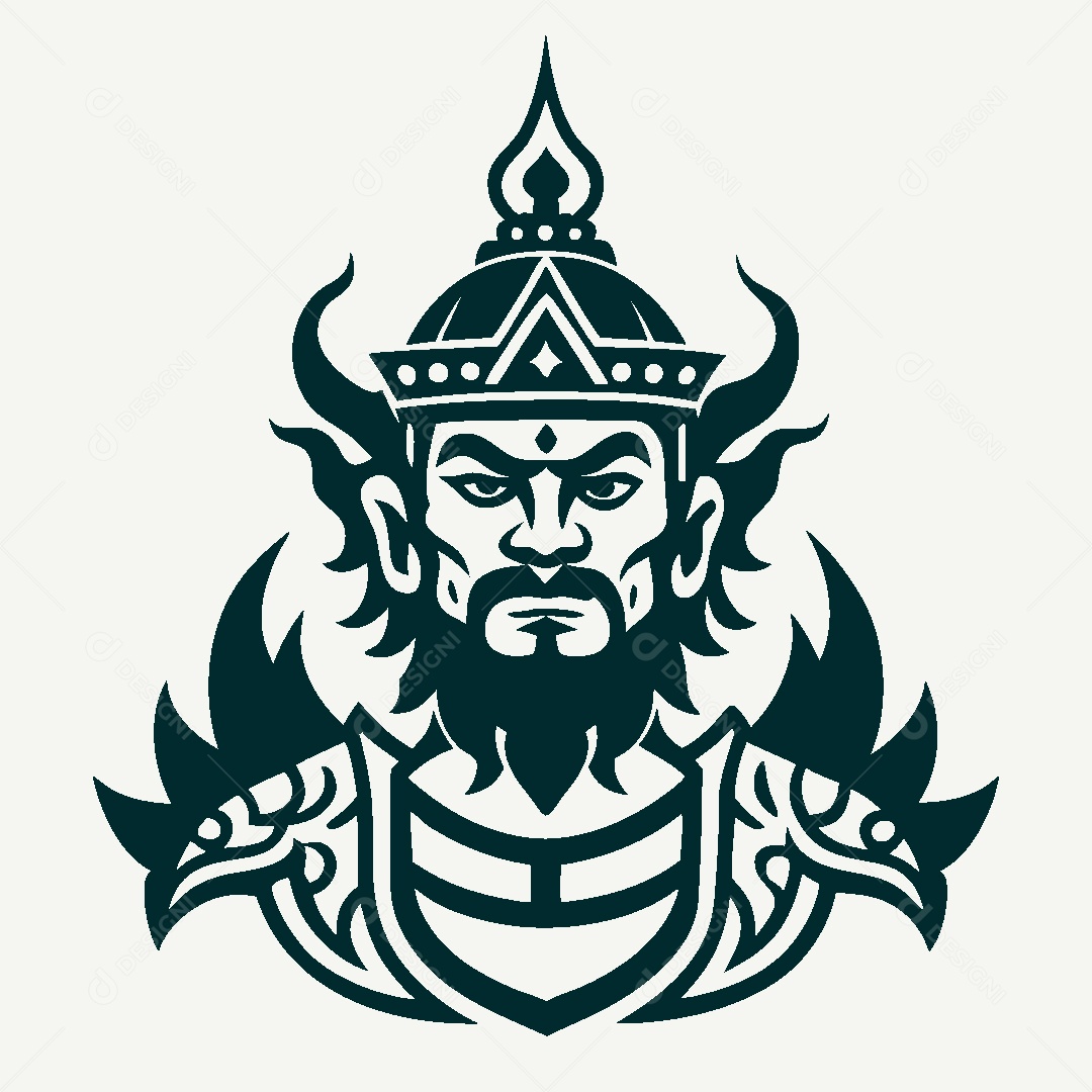 Modelo de Logo Rei Guerreiro Tailandês Vetor EPS