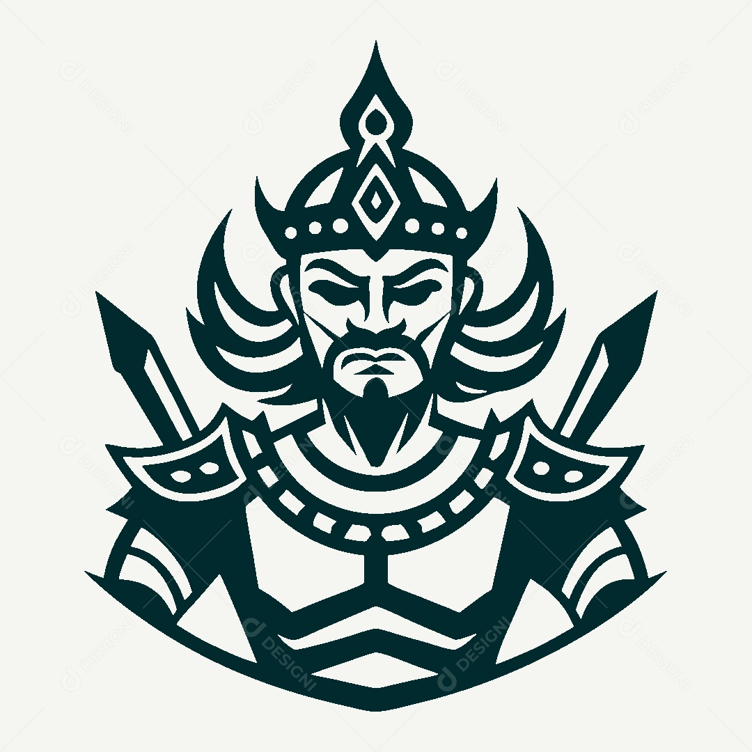 Modelo de Logo Rei Guerreiro Tailandês Vetor EPS