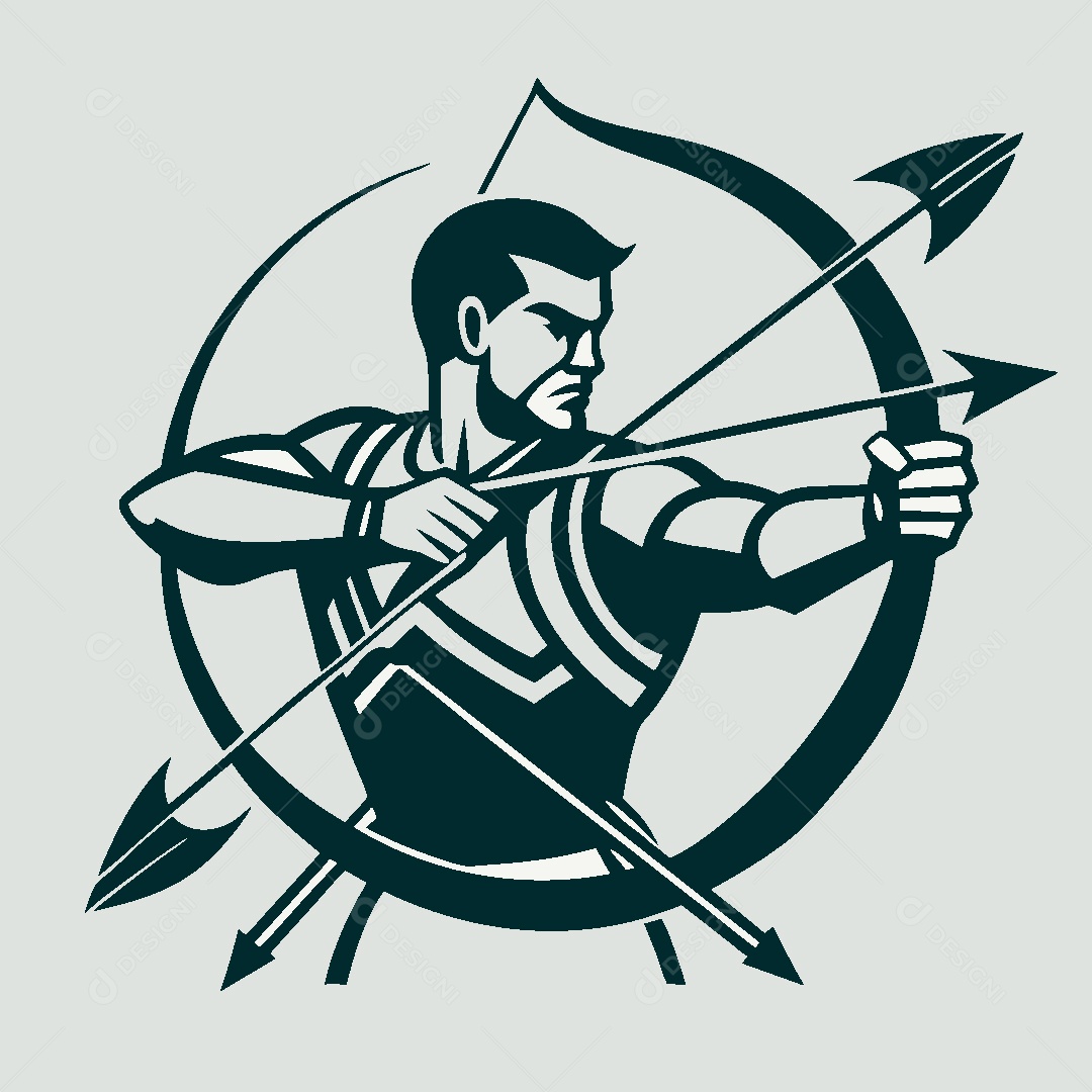 Modelo de Logotipo de Arqueiro Vetor EPS