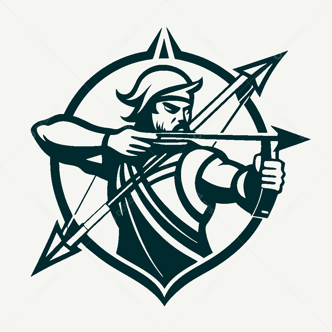 Modelo de Logotipo de Arqueiro Vetor EPS