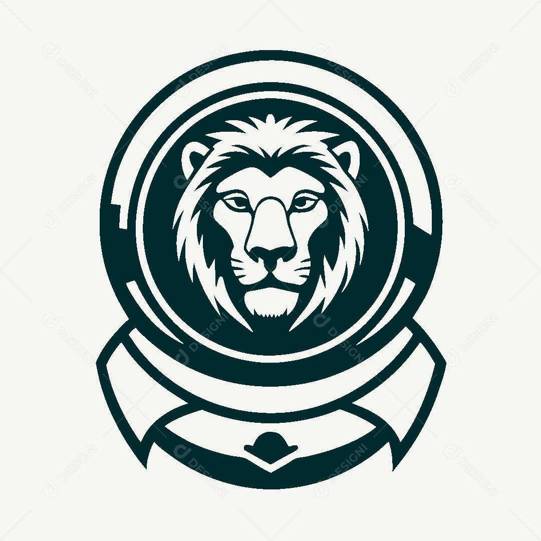 Modelo de Logotipo de Astronauta Leão Vetor EPS