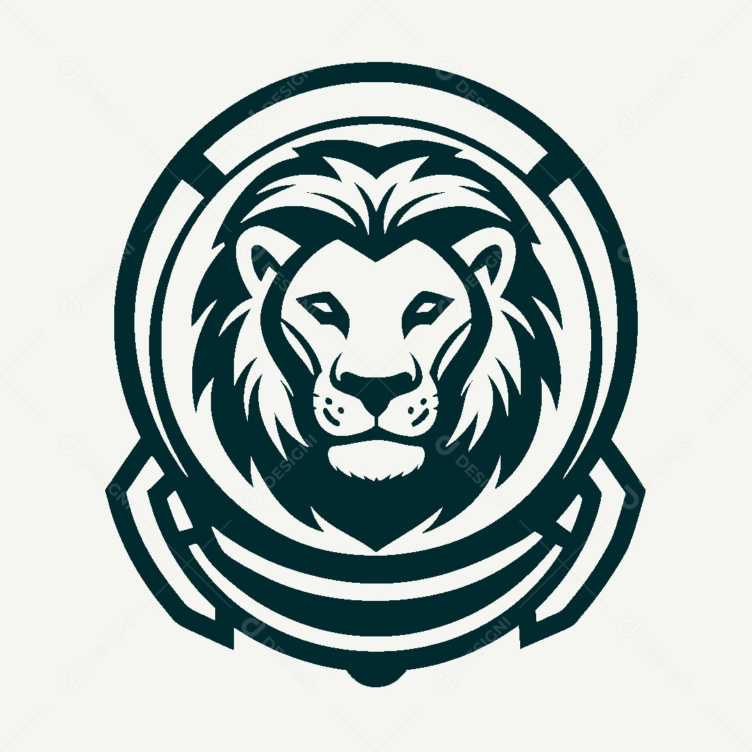 Modelo de Logotipo de Astronauta Leão Vetor EPS