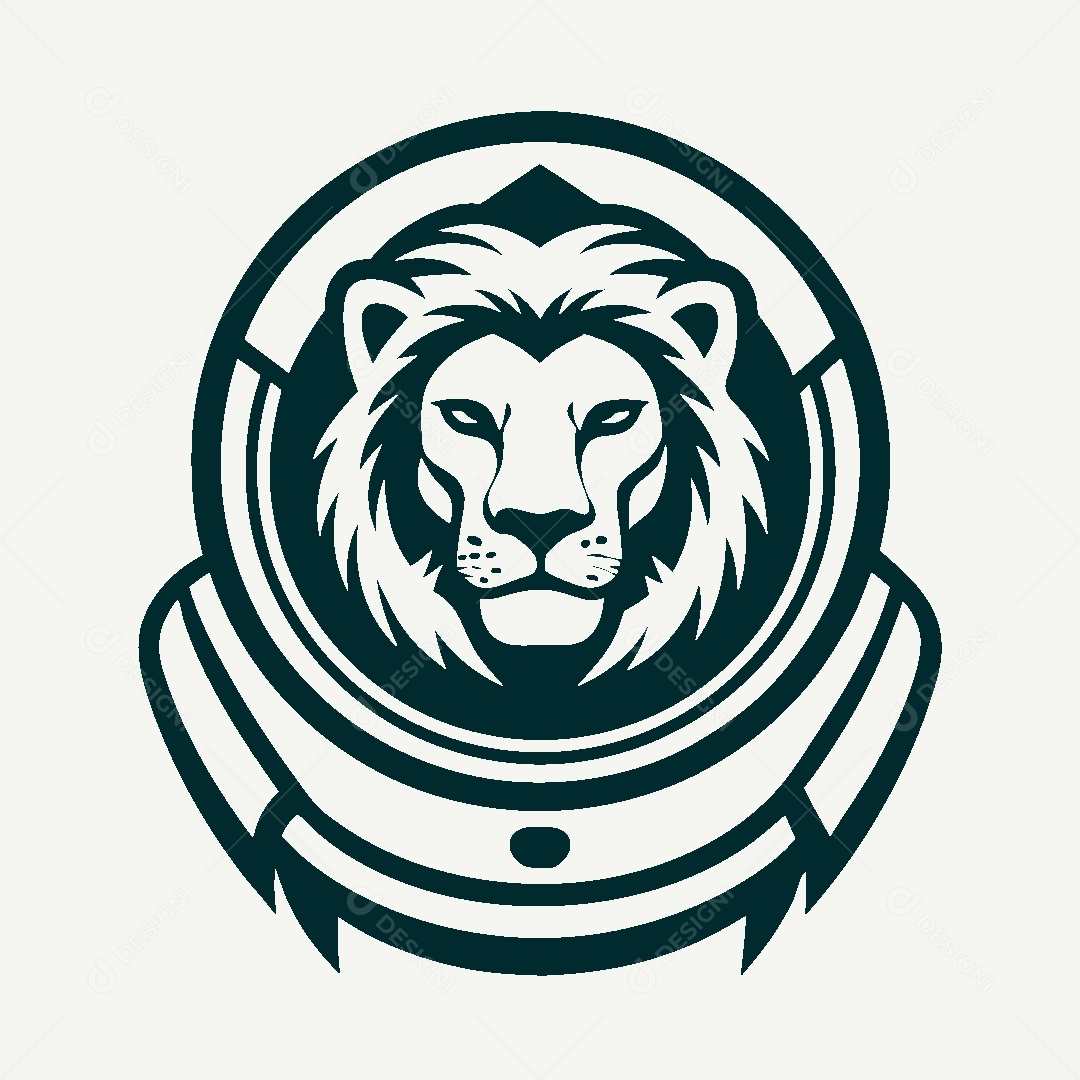 Modelo de Logotipo de Astronauta Leão Vetor EPS