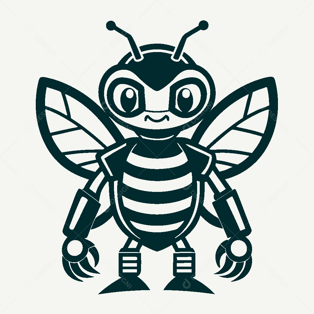 Abelha Robô Ilustração Vetor EPS