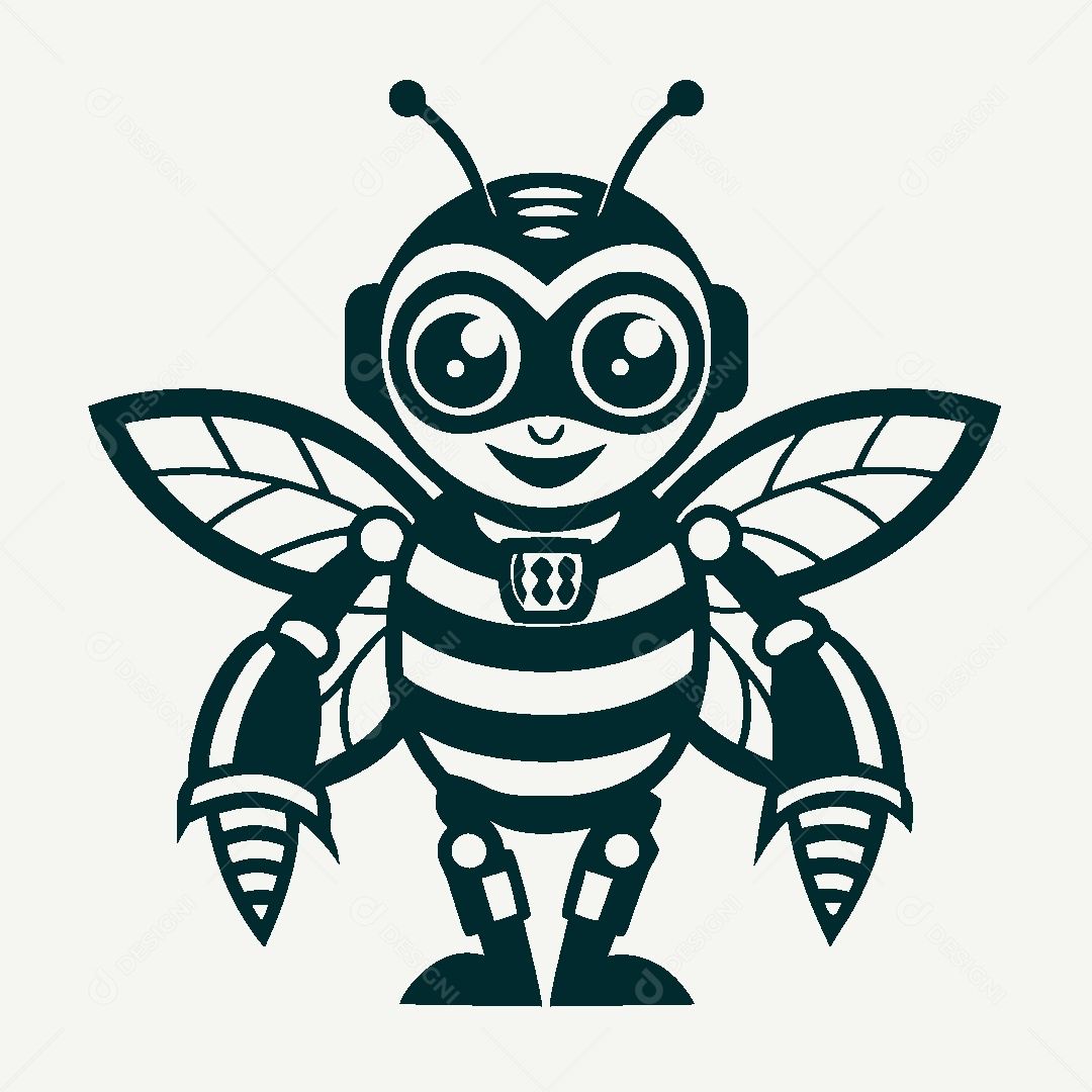 Abelha Robô Ilustração Vetor EPS