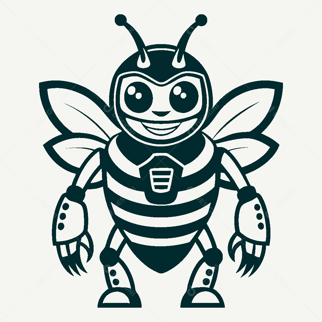 Abelha Robô Ilustração Vetor EPS