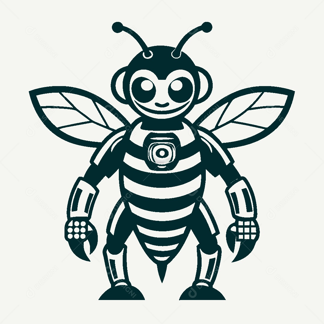 Abelha Robô Ilustração Vetor EPS