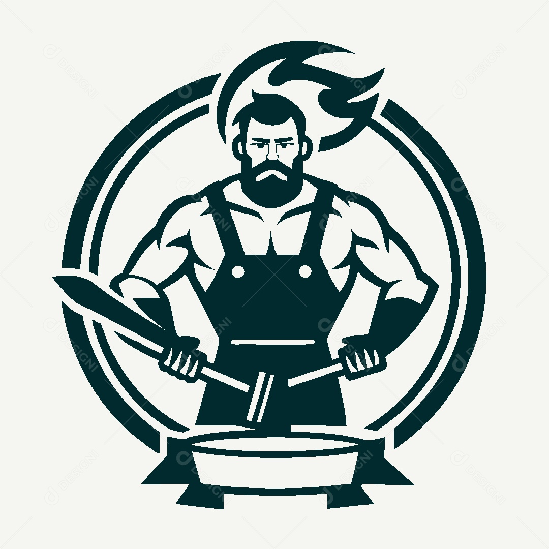 Modelo de Logo de Ferreiro Vetor EPS