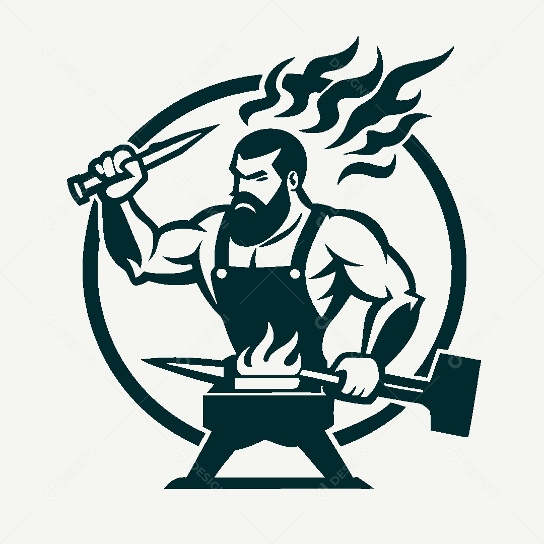 Modelo de Logo de Ferreiro Vetor EPS