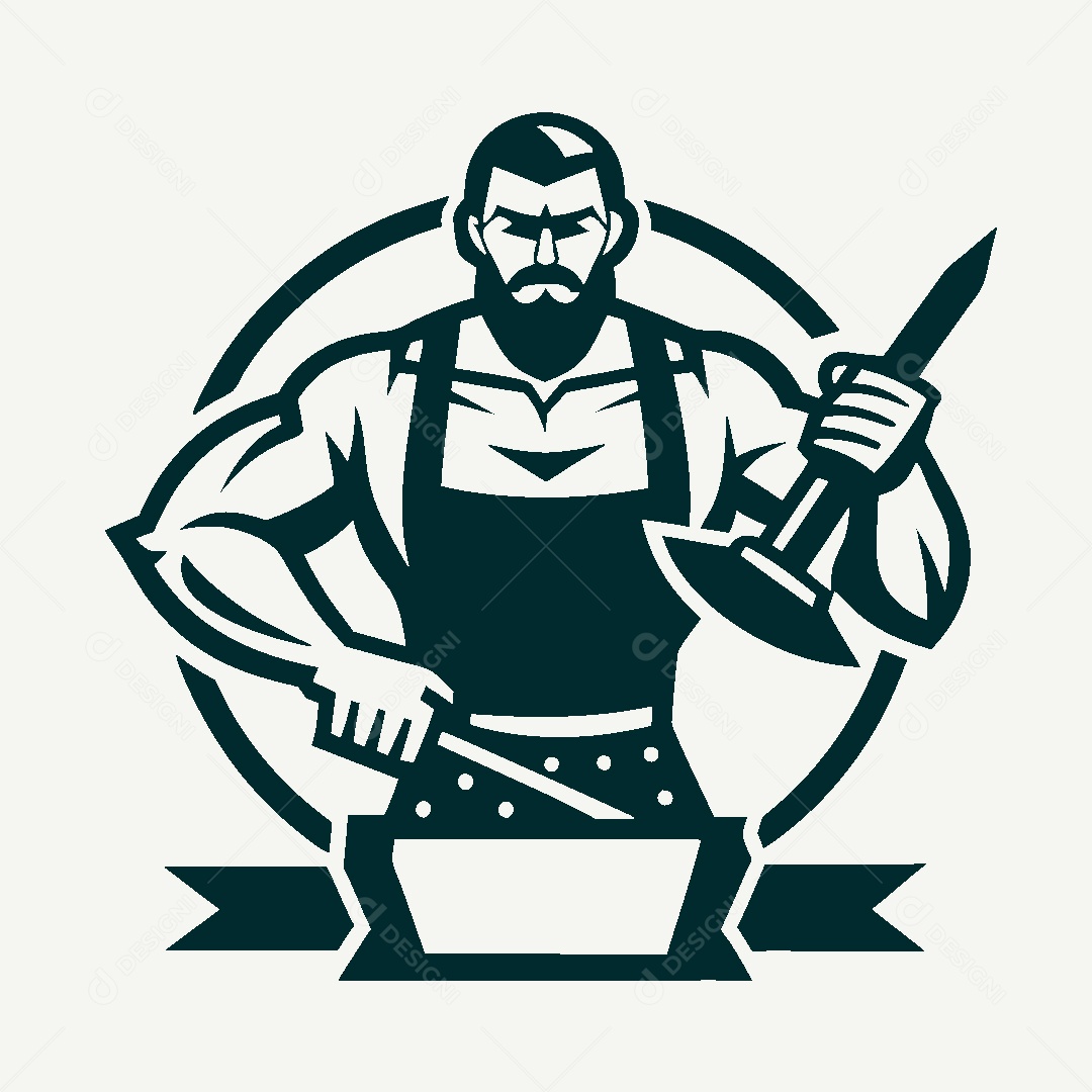 Modelo de Logo de Ferreiro Vetor EPS