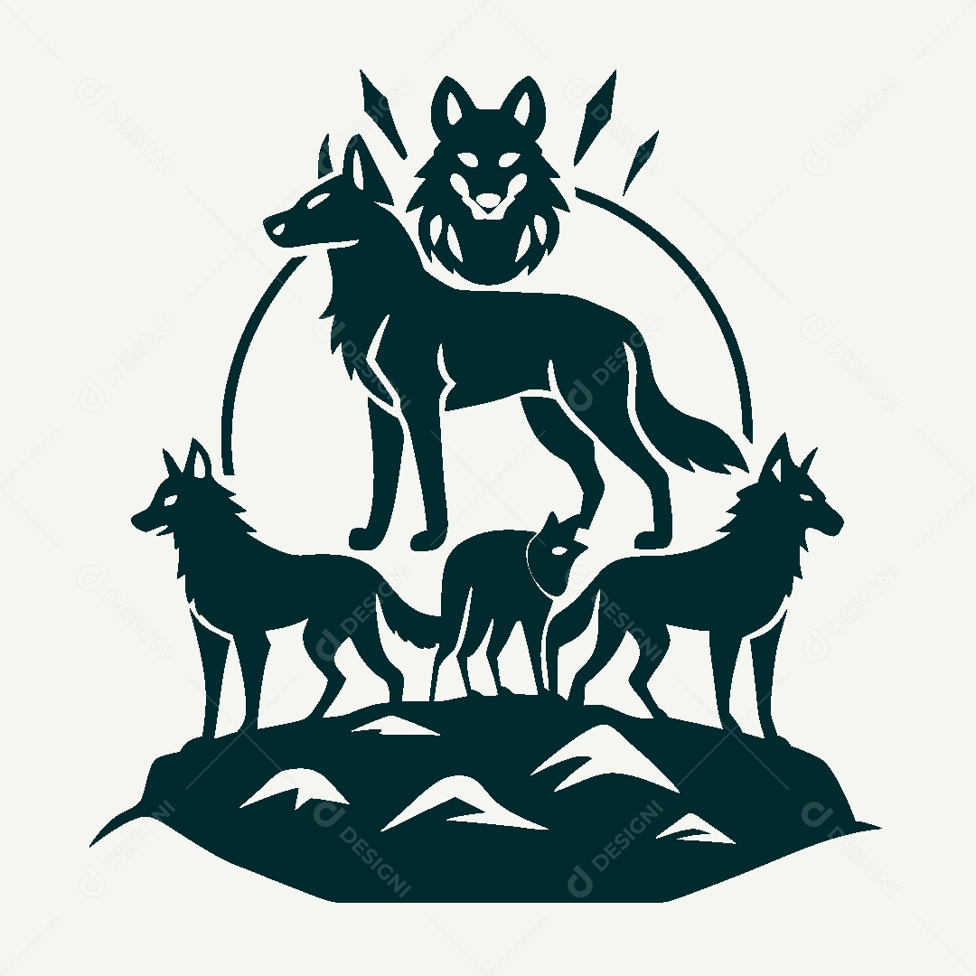 Modelo de Logo de Lobos Vetor EPS