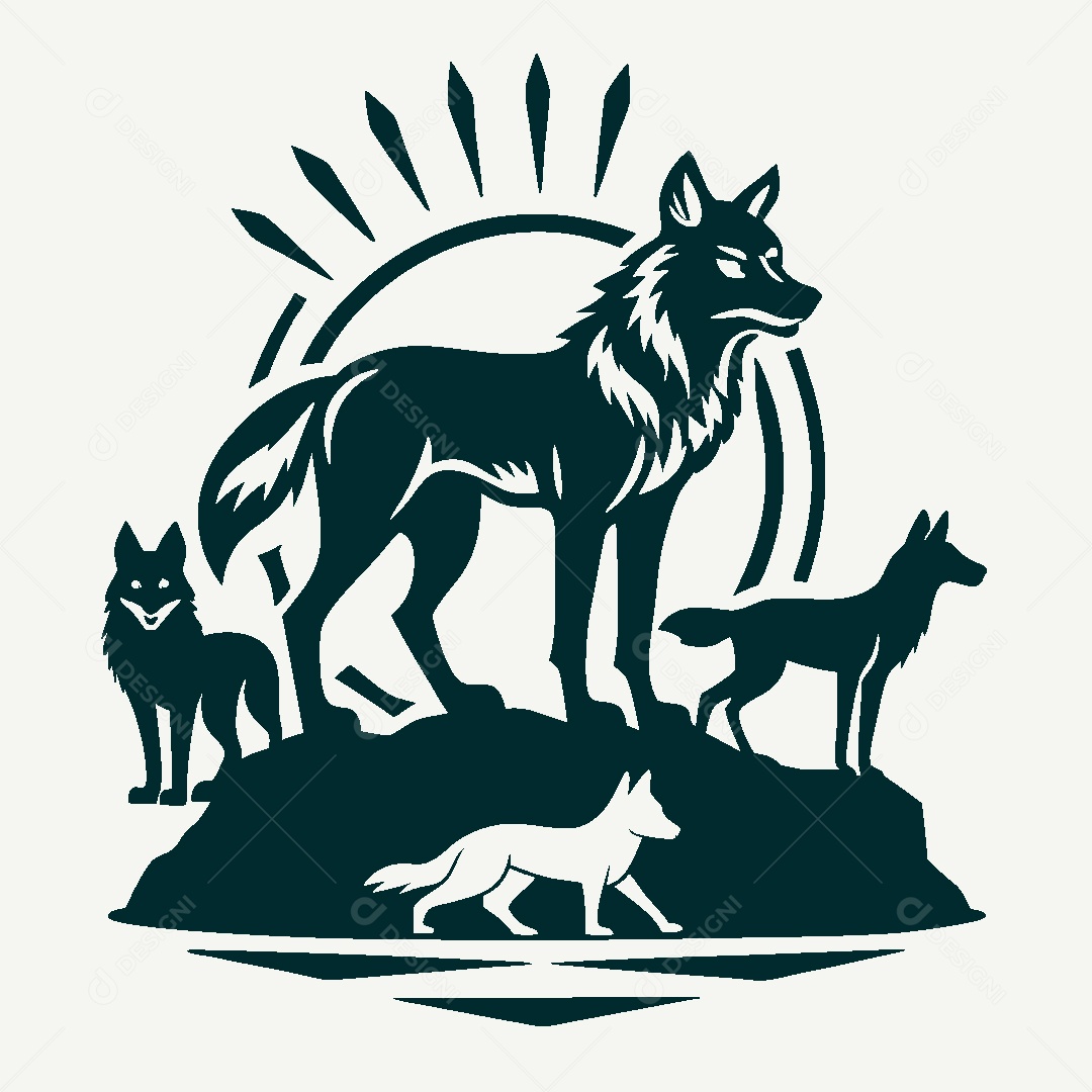 Modelo de Logo de Lobos Vetor EPS