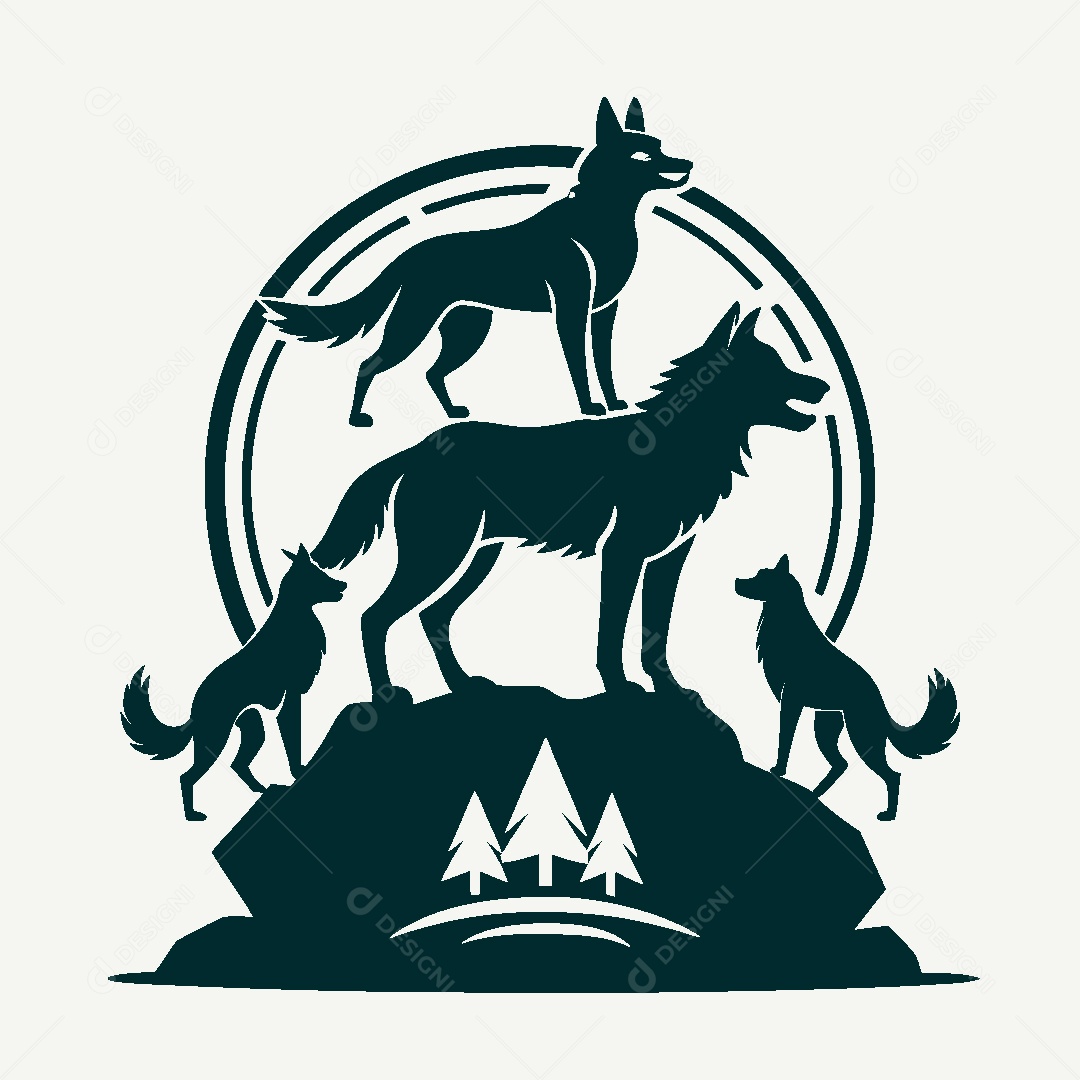 Modelo de Logo de Lobos Vetor EPS