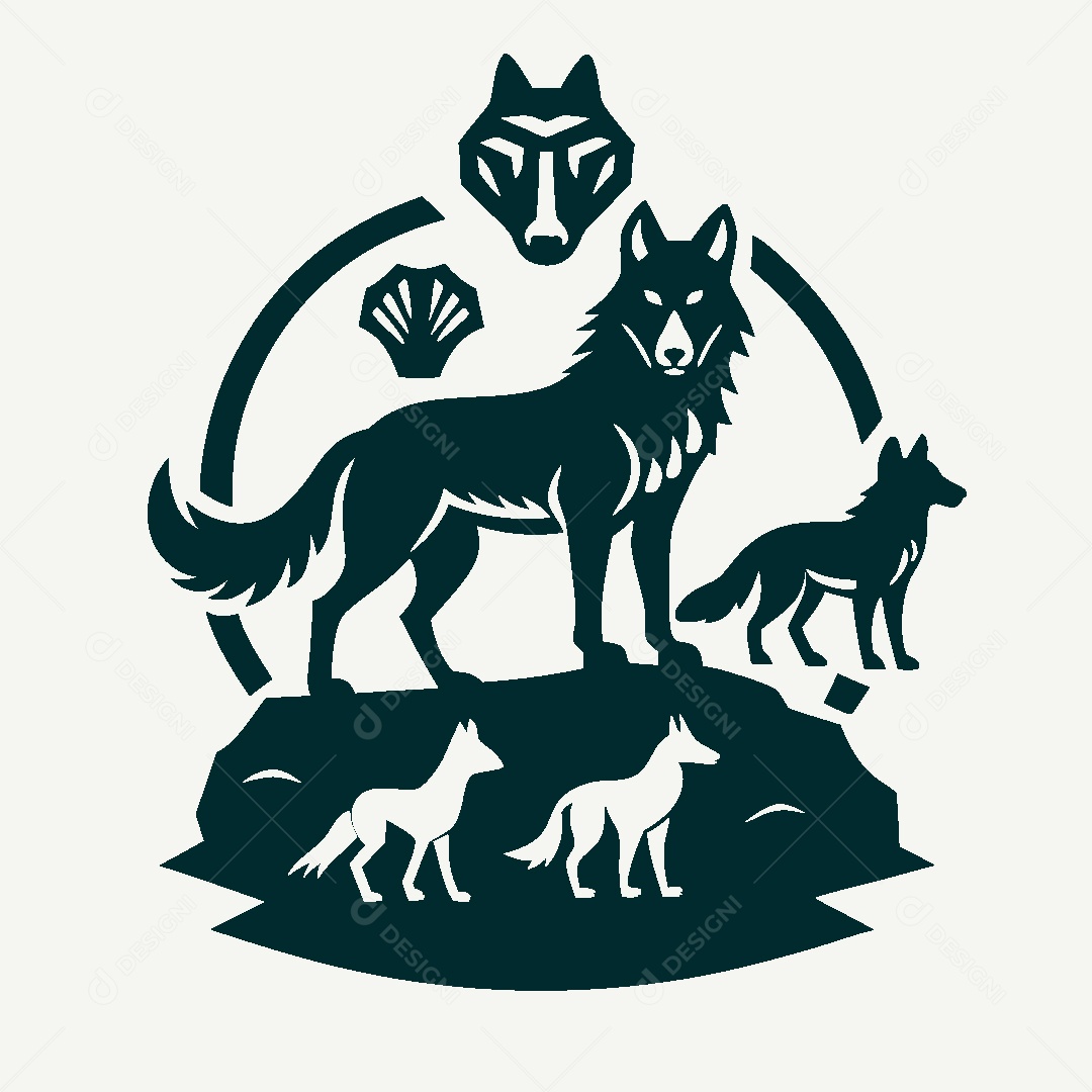 Modelo de Logo de Lobos Vetor EPS