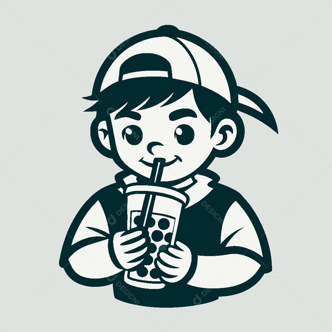 Modelo de Logo de Garoto Com bebida Vetor EPS