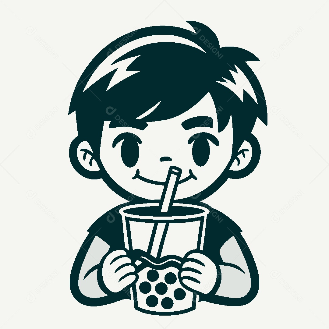 Modelo de Logo de Garoto Com bebida Vetor EPS