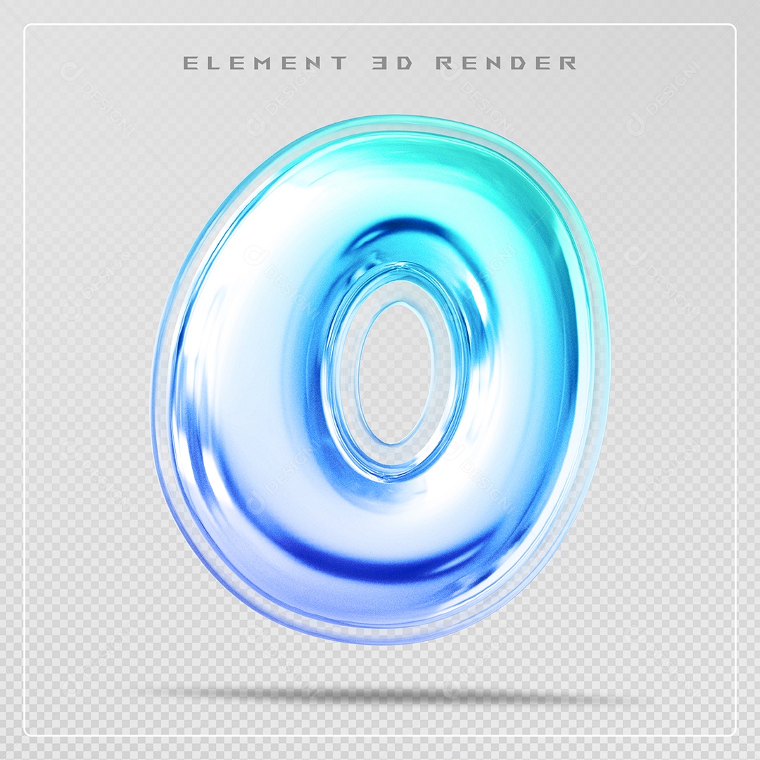 Elemento 3D Letra O Azul Para Composição PSD