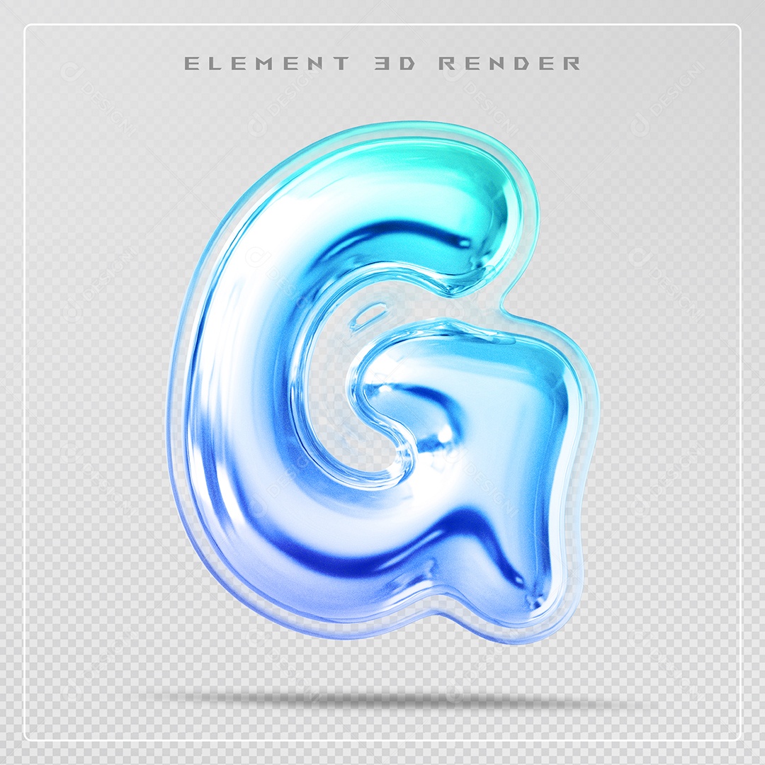 Elemento 3D Letra G Azul Para Composição PSD