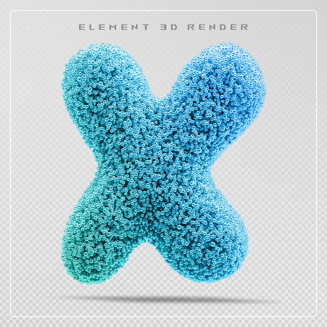 Elemento 3D Letra X Azul Para Composição PSD
