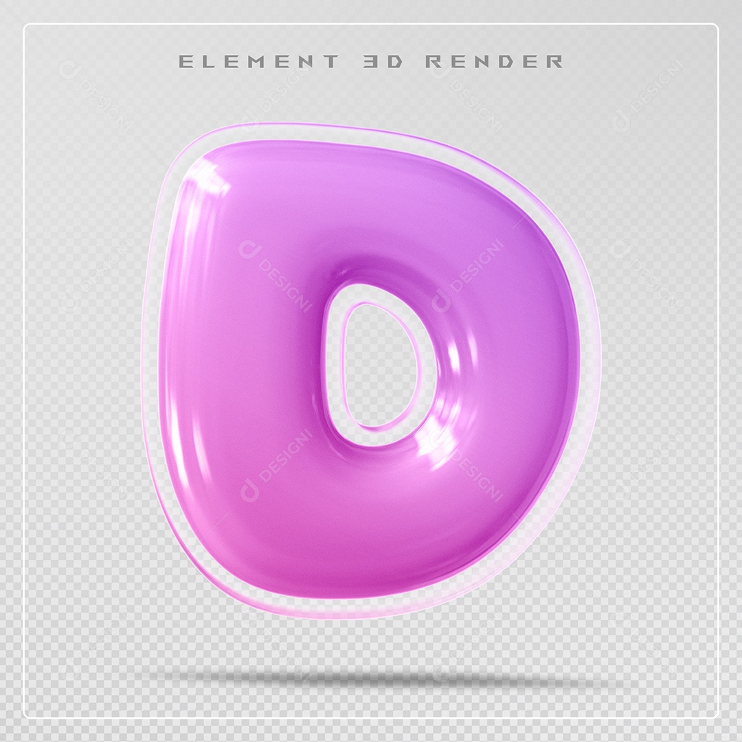 Elemento 3D Letra D Rosa Para Composição PSD