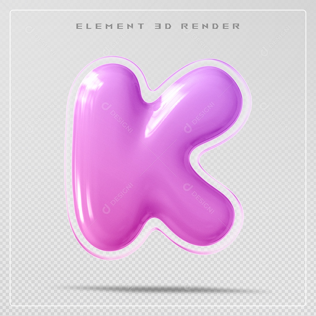 Elemento 3D Letra K Rosa Para Composição PSD