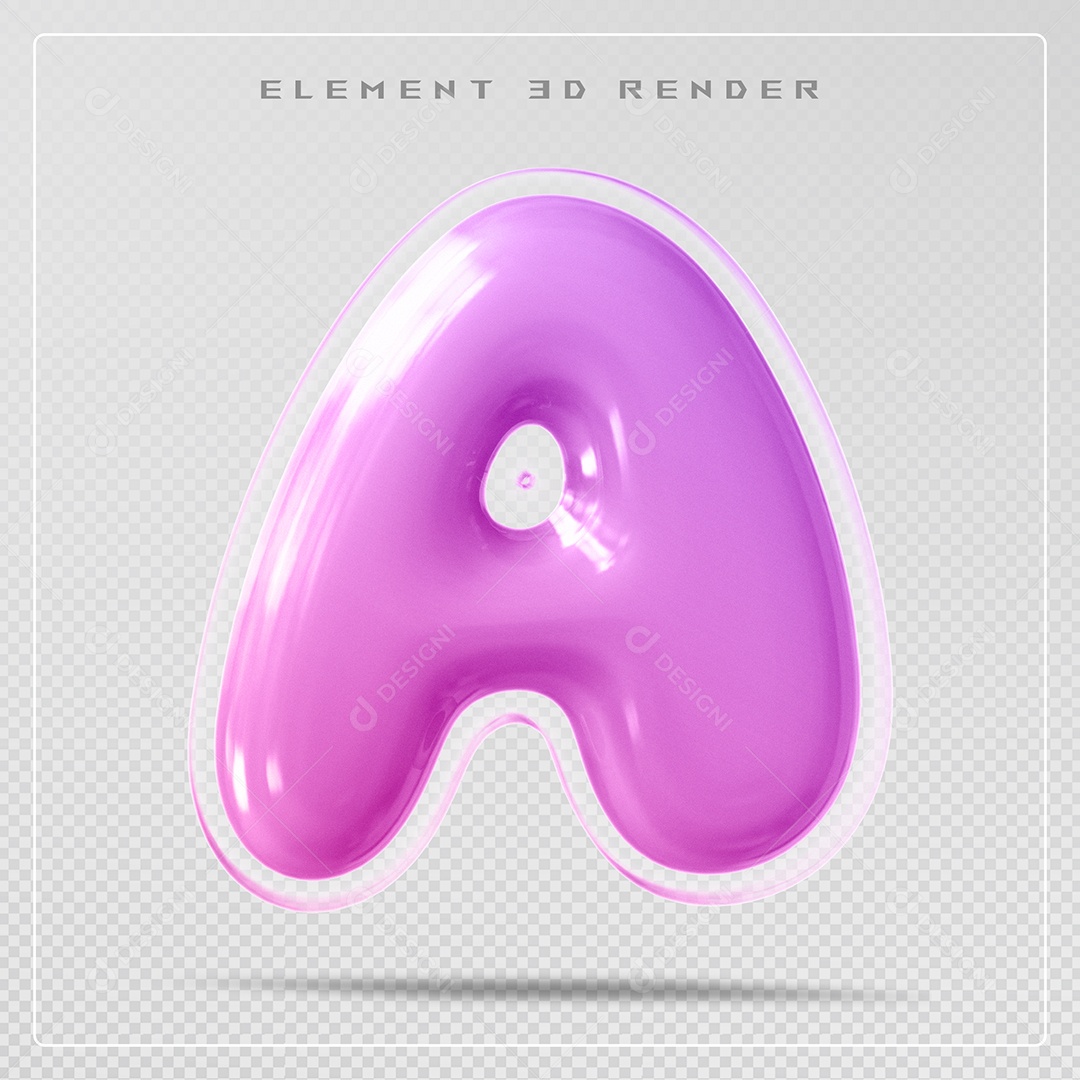 Elemento 3D Letra A Rosa Para Composição PSD
