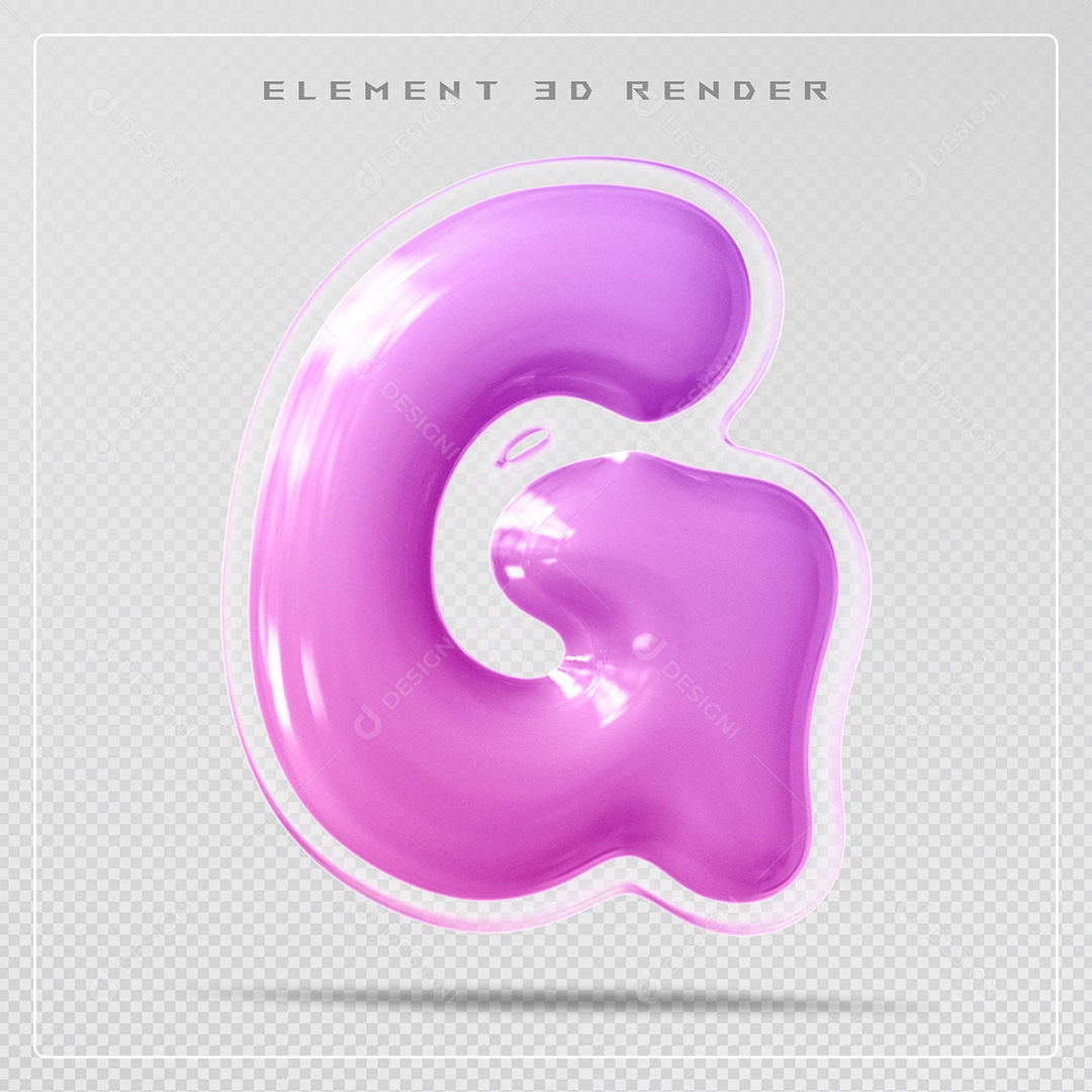 Elemento 3D Letra G Rosa Para Composição PSD