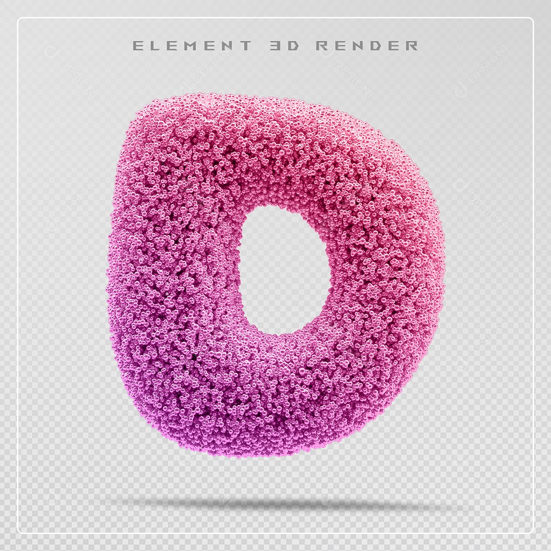 Elemento 3D Letra D Rosa Para Composição PSD